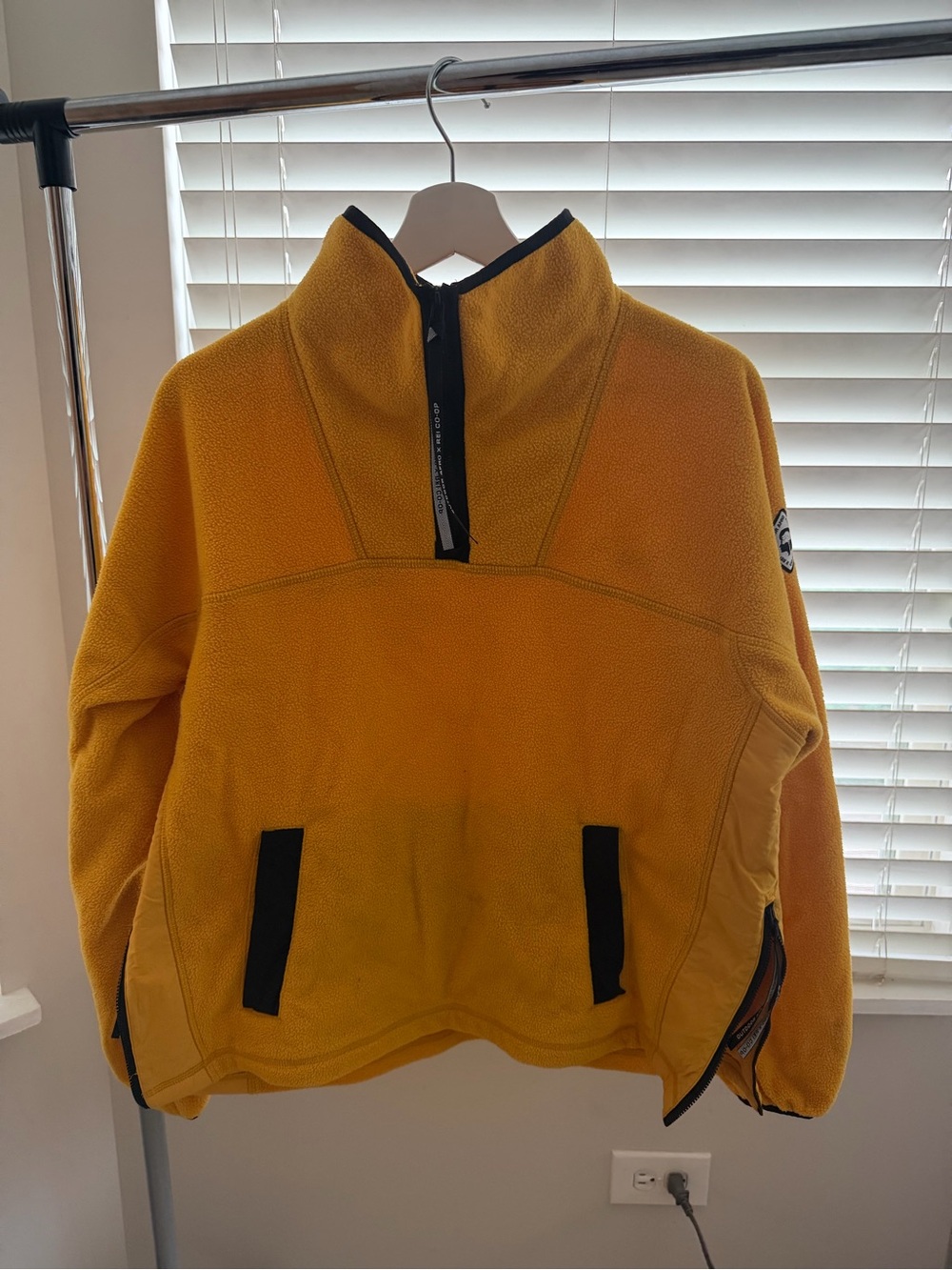 REI Yellow Fleece Pullover with Black Trim